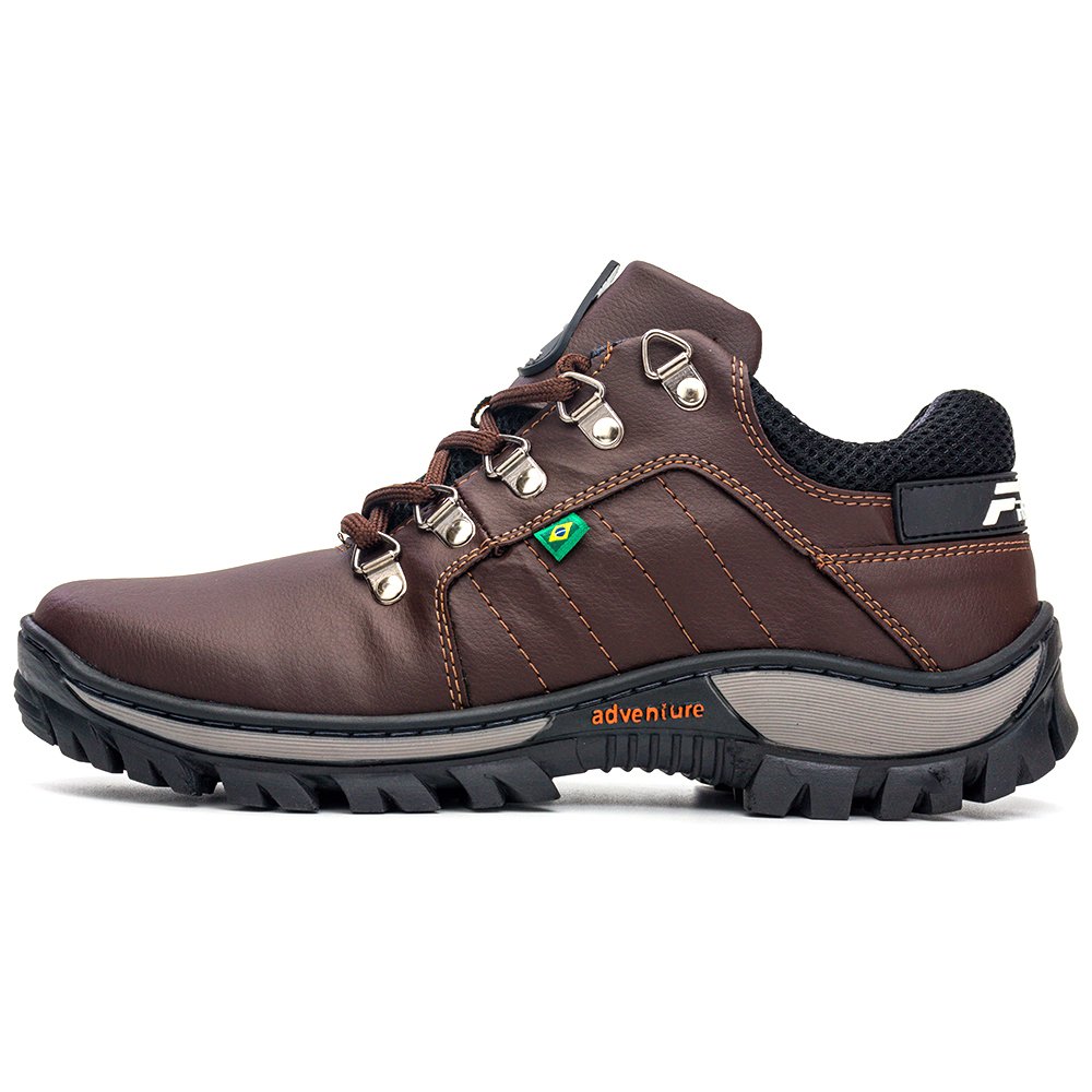 Bota Coturno Adventure Frontinni Cano Curto Detalhes Costuras e Sola Tratorada Marrom 3