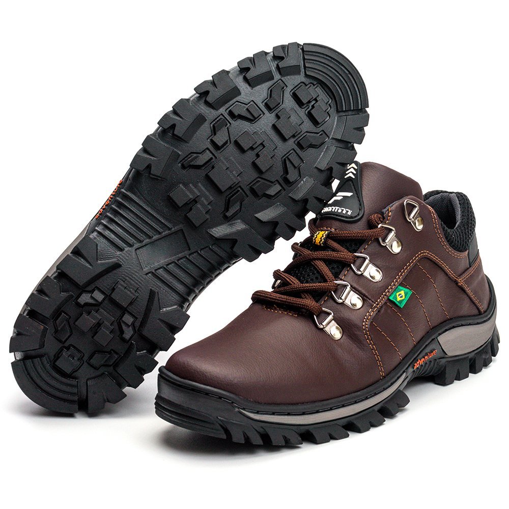 Bota Coturno Adventure Frontinni Cano Curto Detalhes Costuras e Sola Tratorada Marrom 5