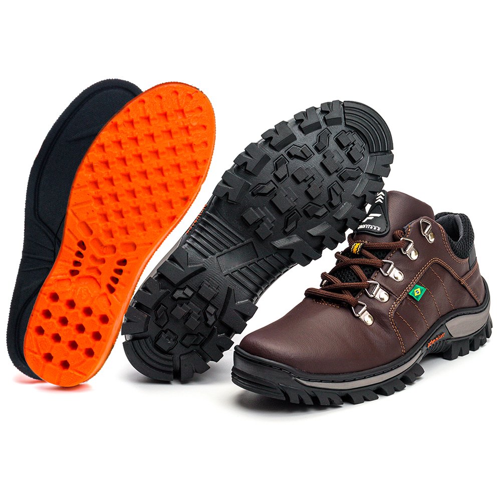 Bota Coturno Adventure Frontinni Cano Curto Detalhes Costuras e Sola Tratorada Marrom 6
