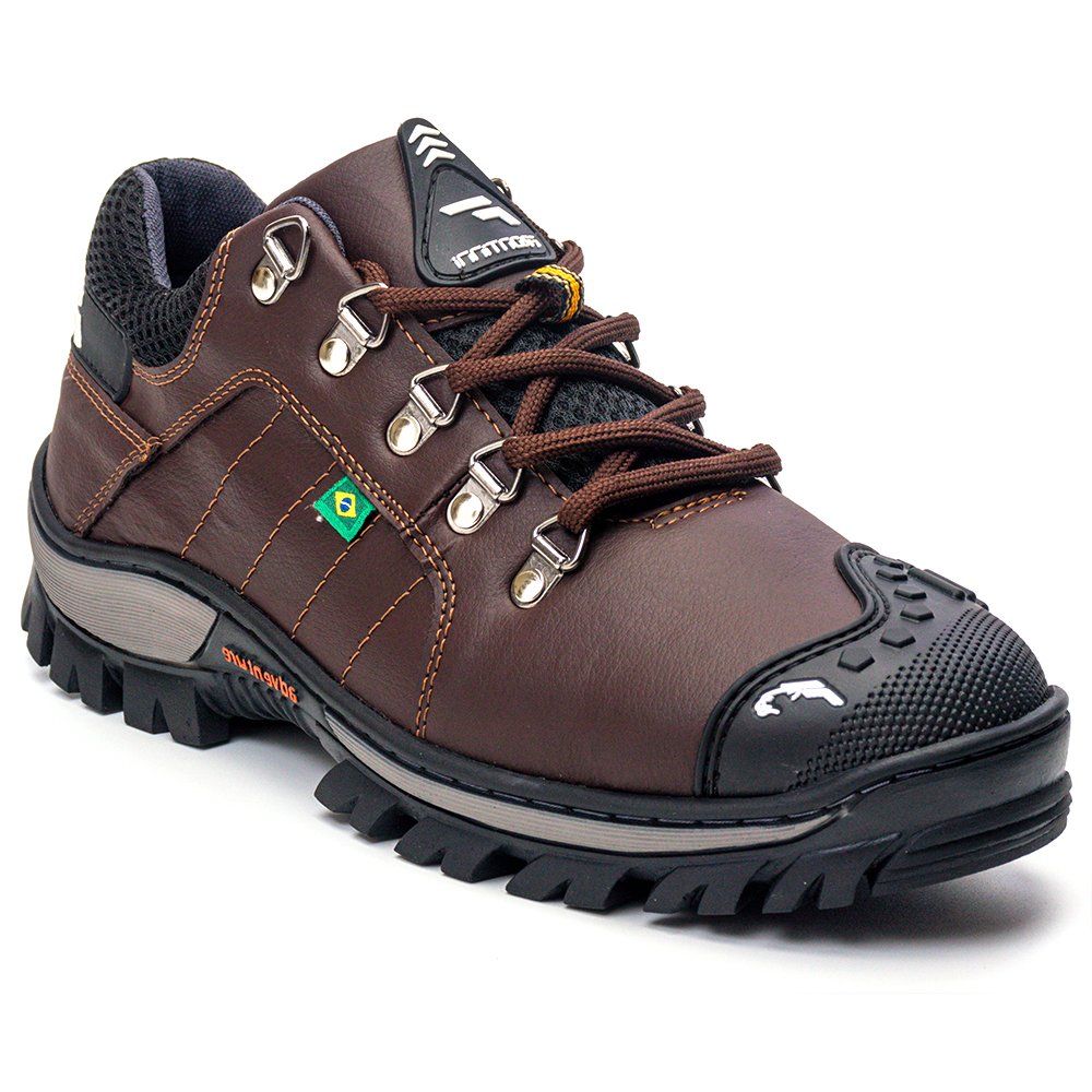 Bota Coturno Adventure Frontinni Cano Curto Detalhes Biqueira e Sola Tratorada Marrom 2