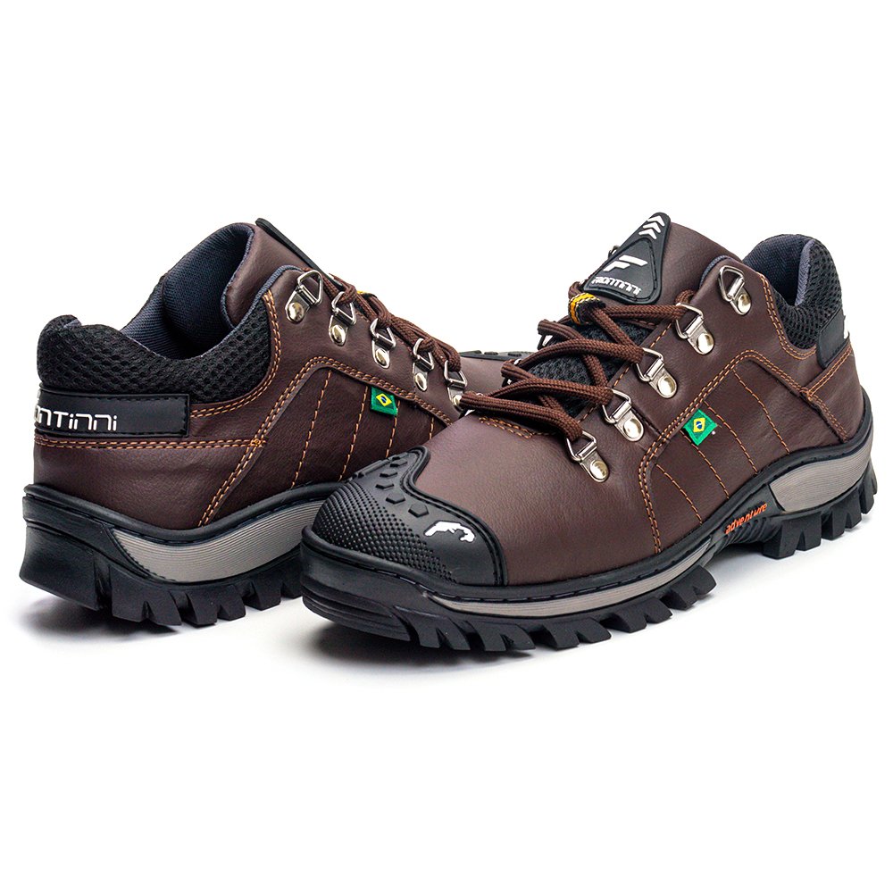 Bota Coturno Adventure Frontinni Cano Curto Detalhes Biqueira e Sola Tratorada Marrom 4