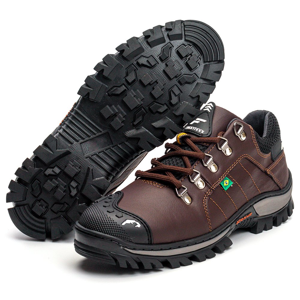 Bota Coturno Adventure Frontinni Cano Curto Detalhes Biqueira e Sola Tratorada Marrom 5