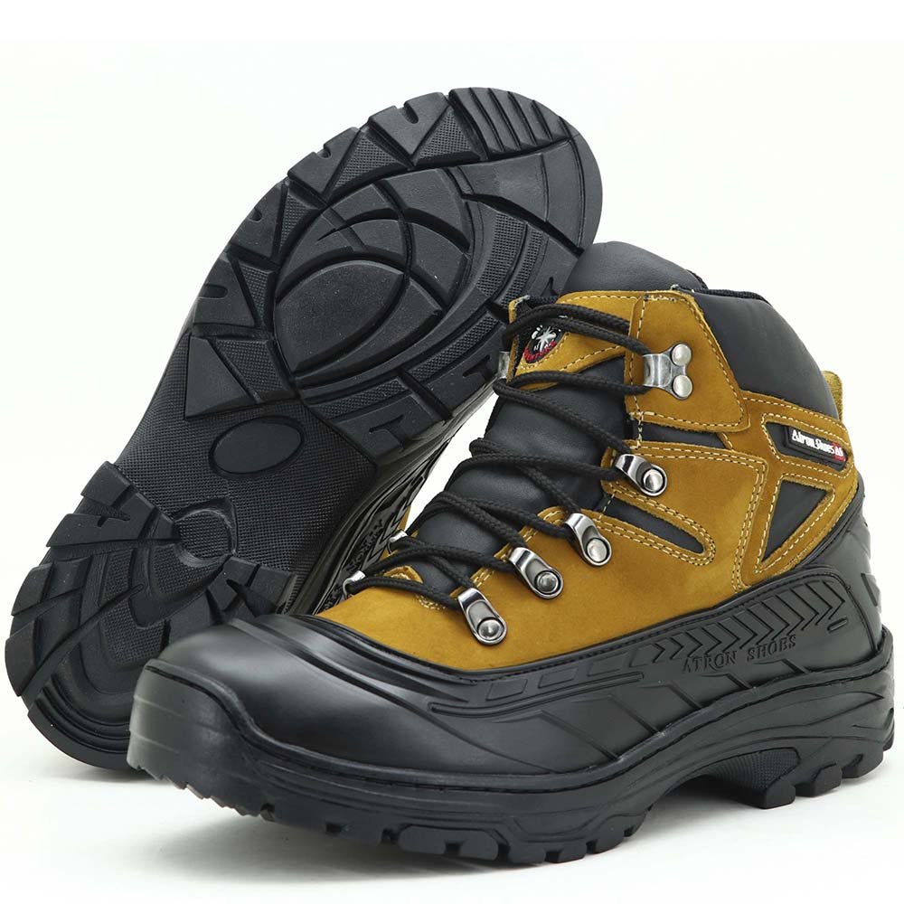 Bota Coturno Adventure Atron Shoes com Cadarço Sola Robusta Detalhada Amarelo 5