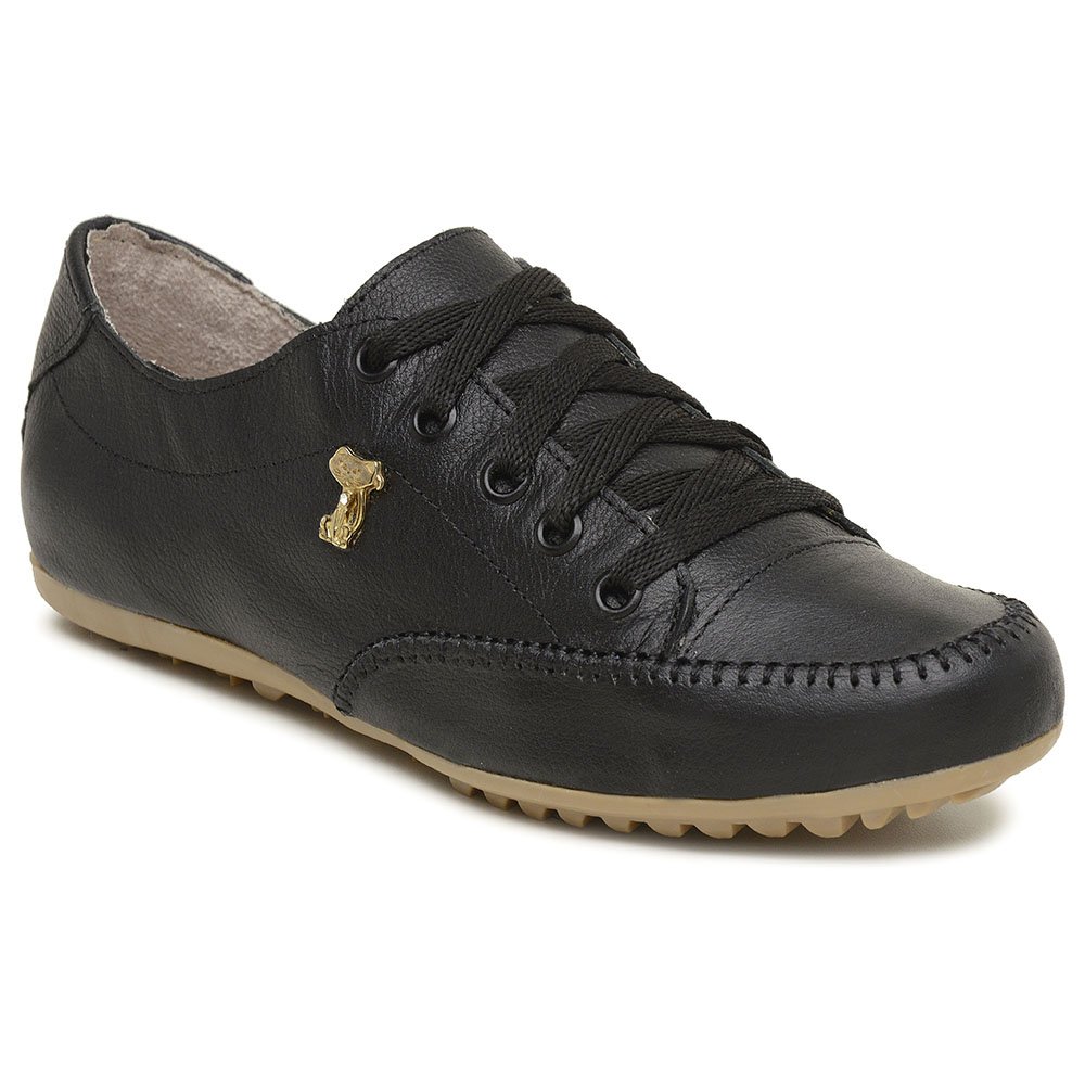 Tenis Sapatênis Casual Krn Shoes em Couro com Cadarço e Detalhe em Costura Preto 3
