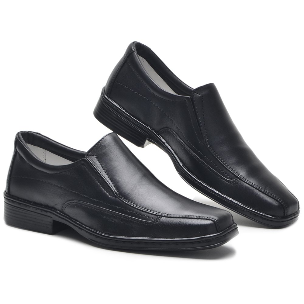 Sapato Social Confortavel em Couro Krn Shoes com Elástico e Sola Borracha Preto 5