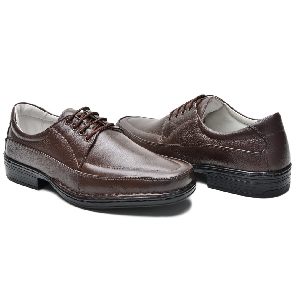 Sapato Social em Couro Krn Shoes com Cadarço Sola Costurada Confortavel Marrom 4