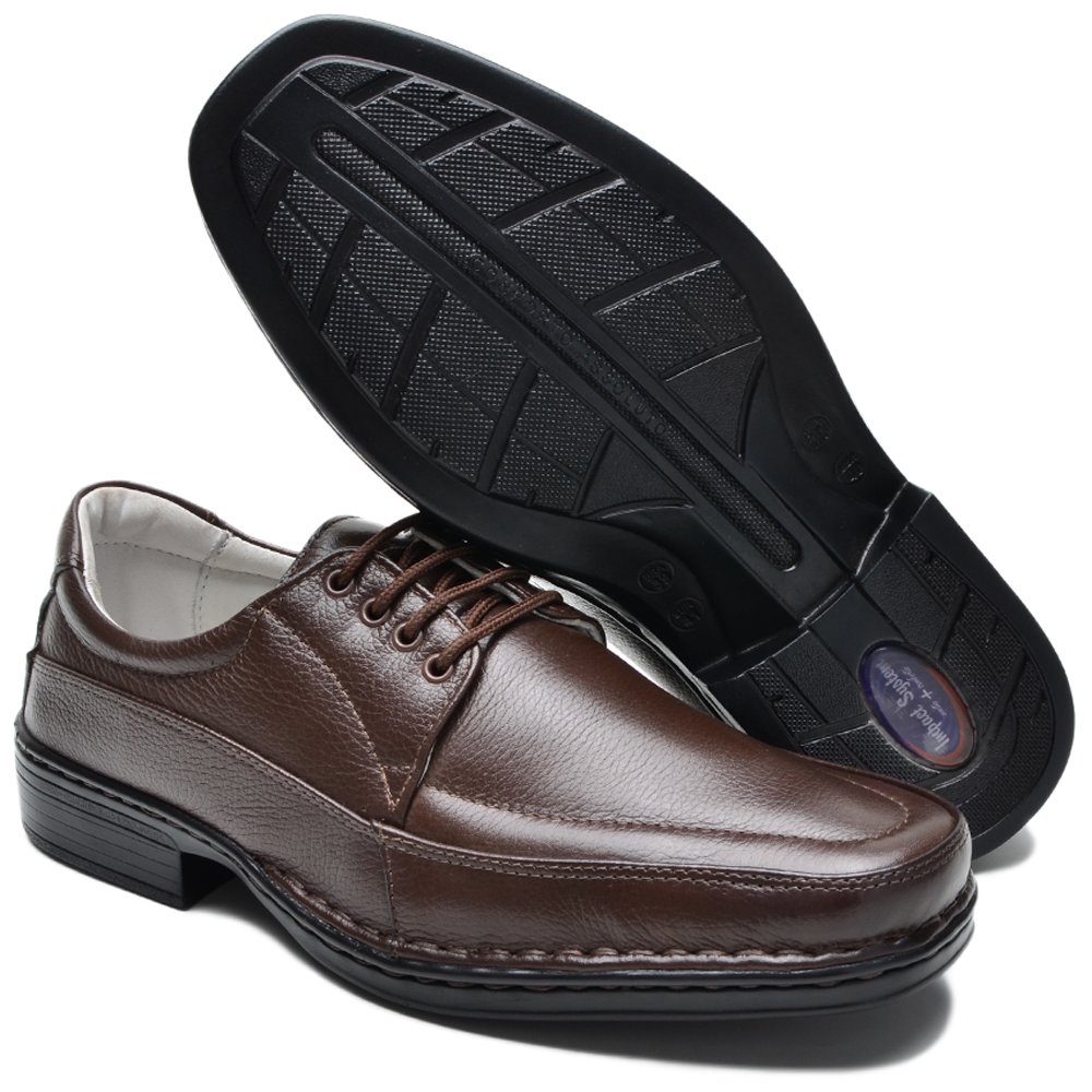 Sapato Social em Couro Krn Shoes com Cadarço Sola Costurada Confortavel Marrom 6