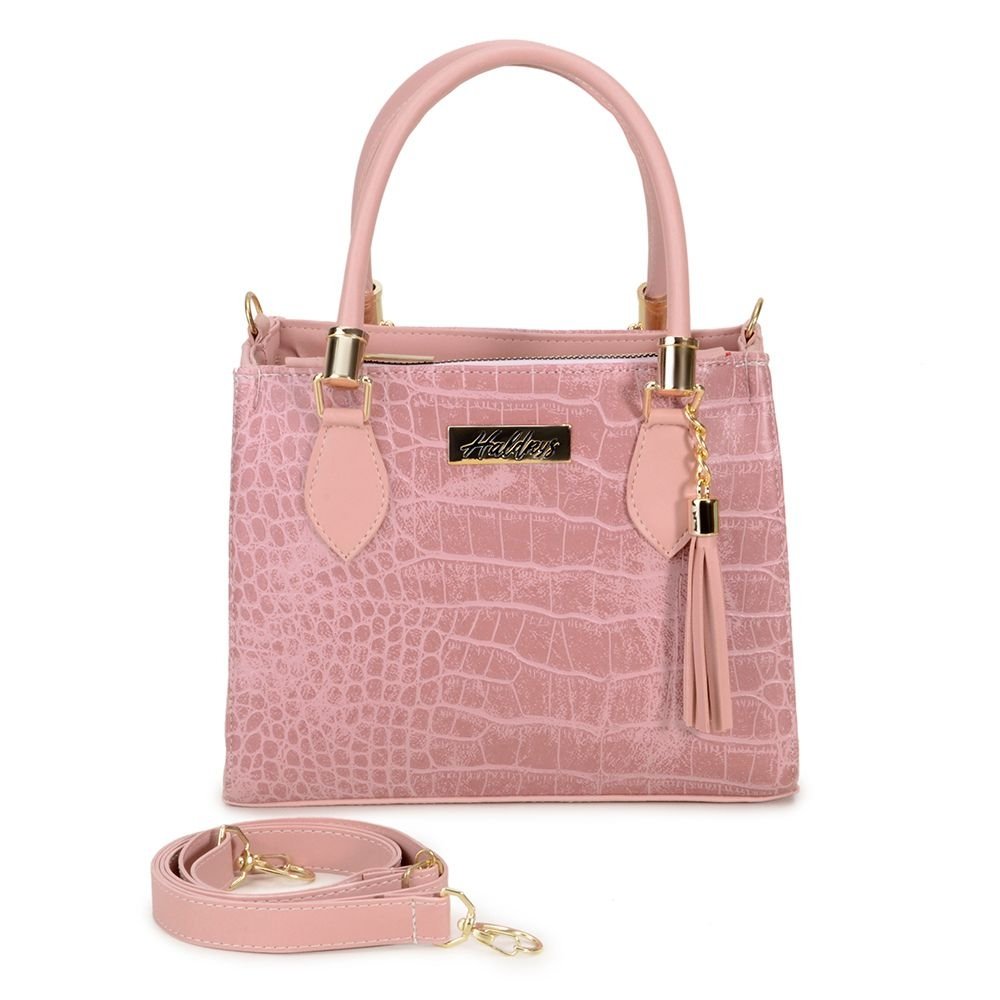 Bolsa Delicada Transversal Haldrys Com Detalhes Em Metal Alça Ajustável Rosa 2