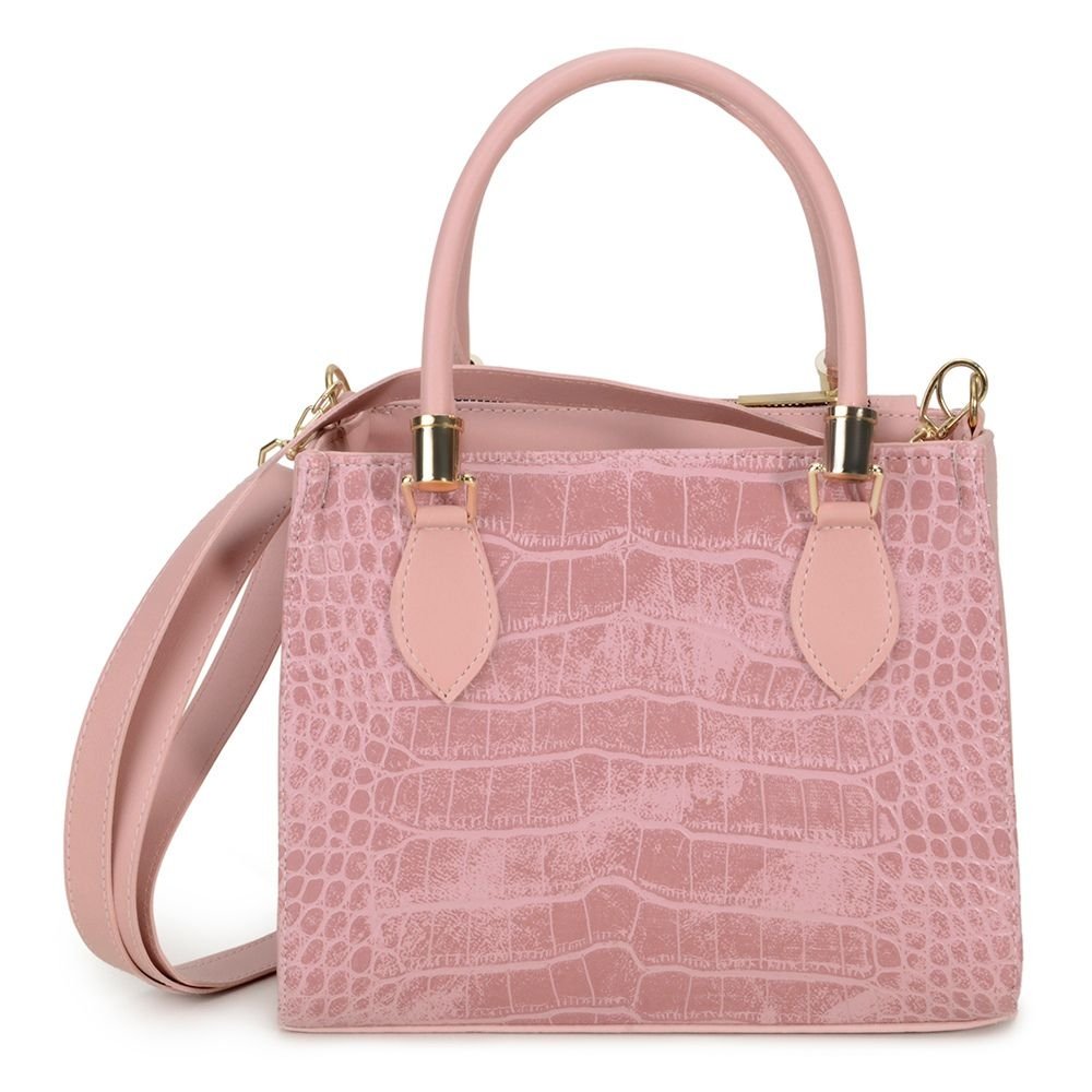 Bolsa Delicada Transversal Haldrys Com Detalhes Em Metal Alça Ajustável Rosa 3