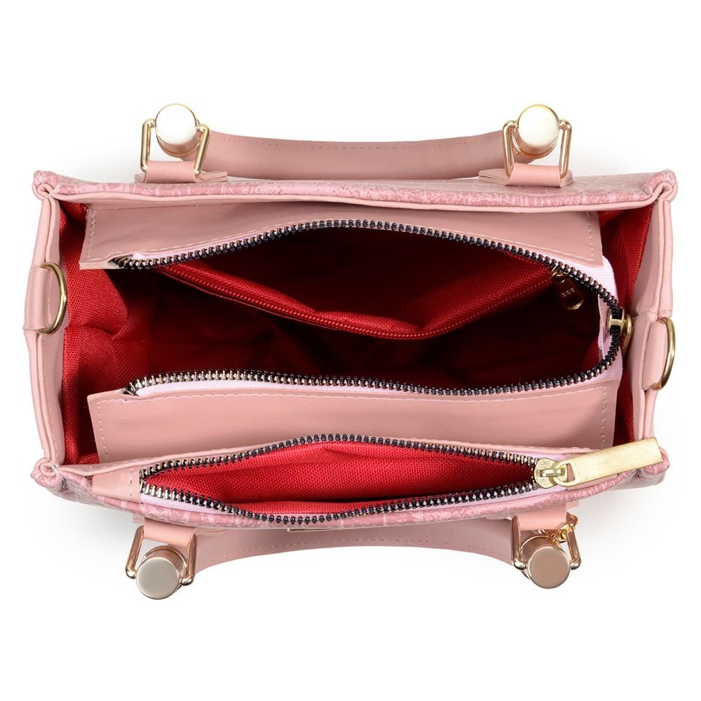 Bolsa Delicada Transversal Haldrys Com Detalhes Em Metal Alça Ajustável Rosa 4