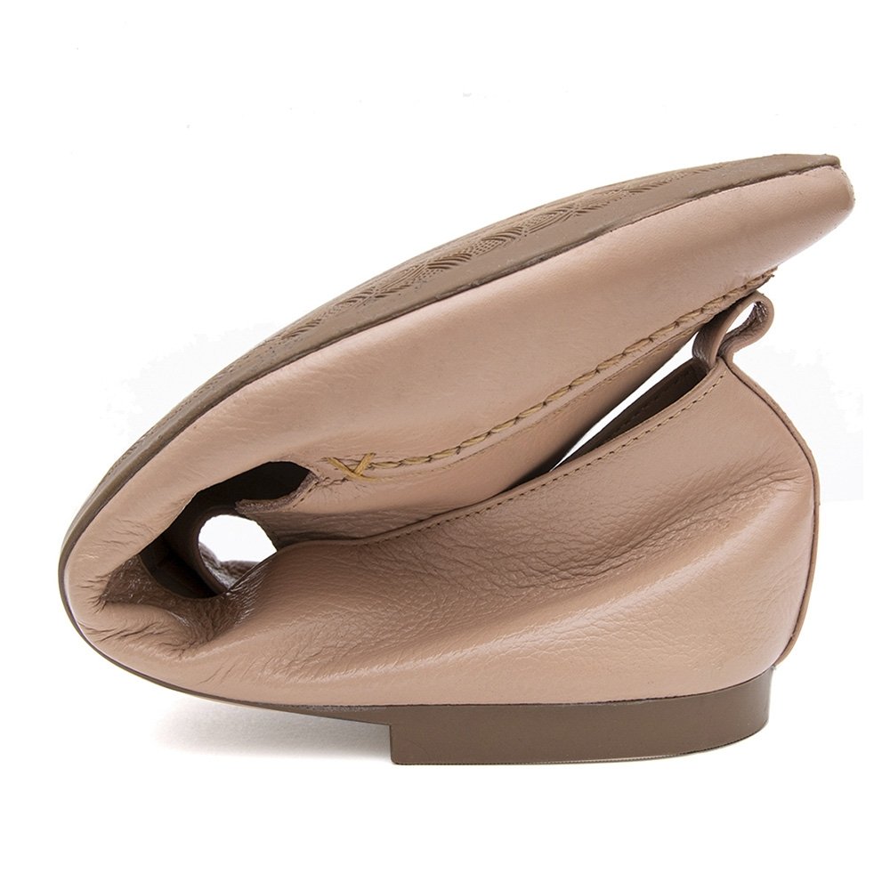 Sapatilha Bico Fino Krn Shoes Confortável Costura Reforçada Bege 3