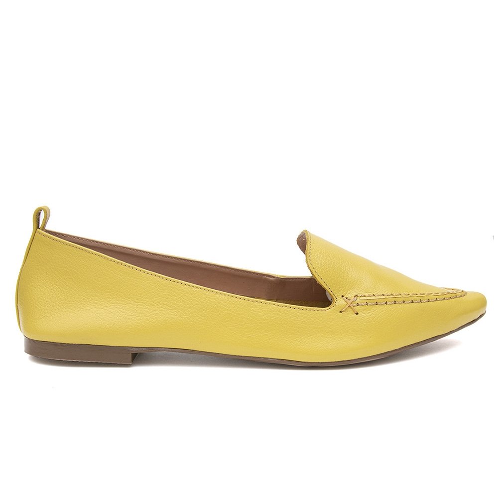 Sapatilha Bico Fino Krn Shoes Confortável Costura Reforçada Amarelo 4