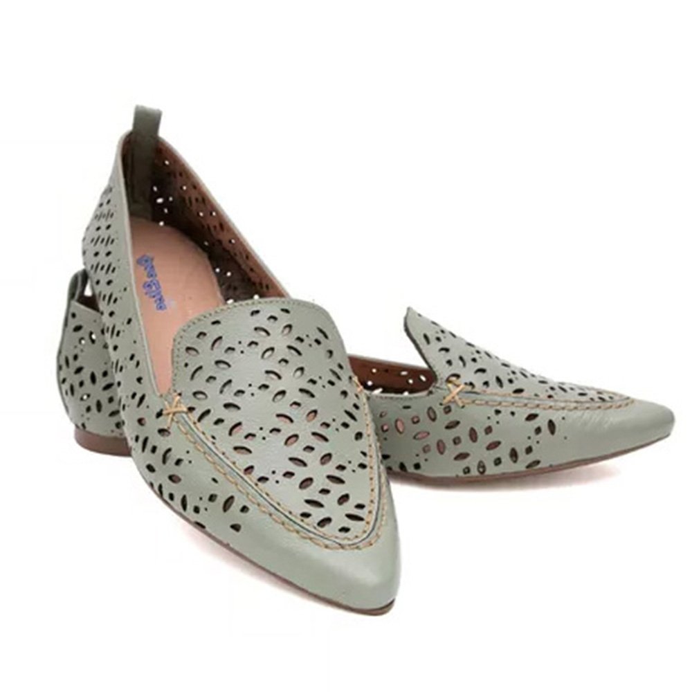 Sapatilha Bico Fino Maleável Krn Shoes Com Costura Reforçada Estilosa Verde 1