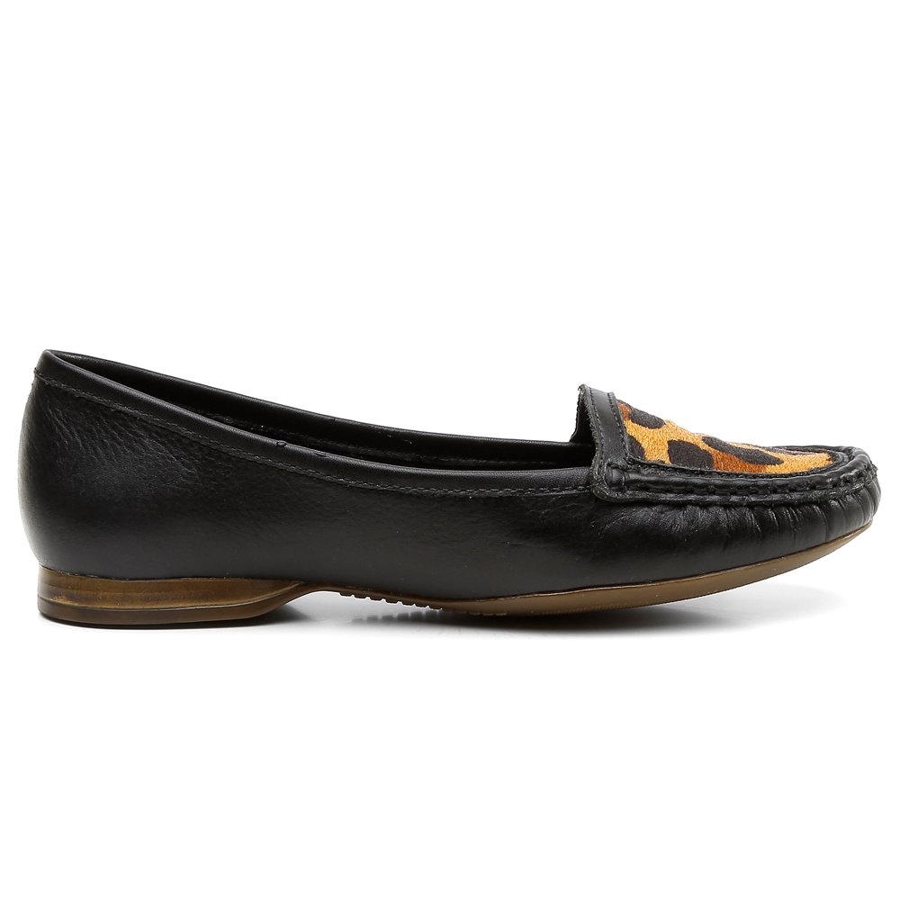 Mocassim Casual Com Estampas Krn Shoes Costura Aparente Preto 3