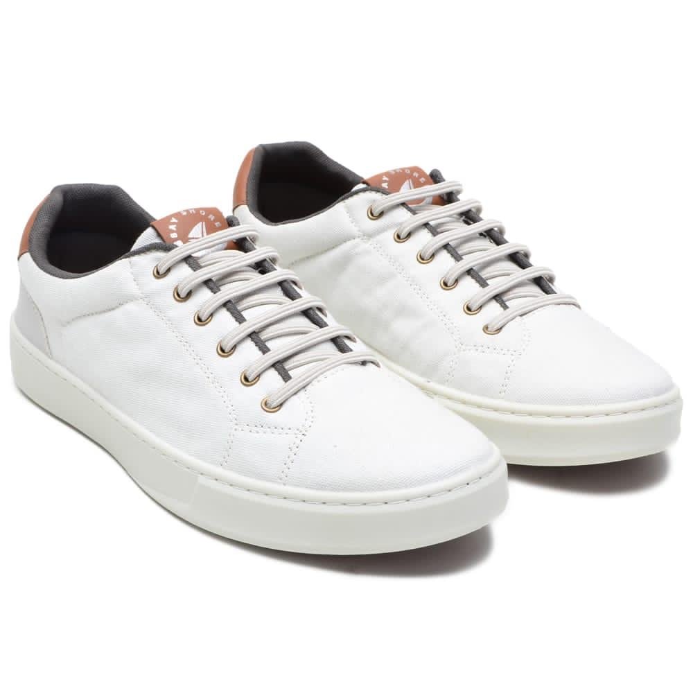 Tênis Sapatênis Masculino Lona Cadarço Sapatênis Adulto Casual Dia a Dia Branco 2