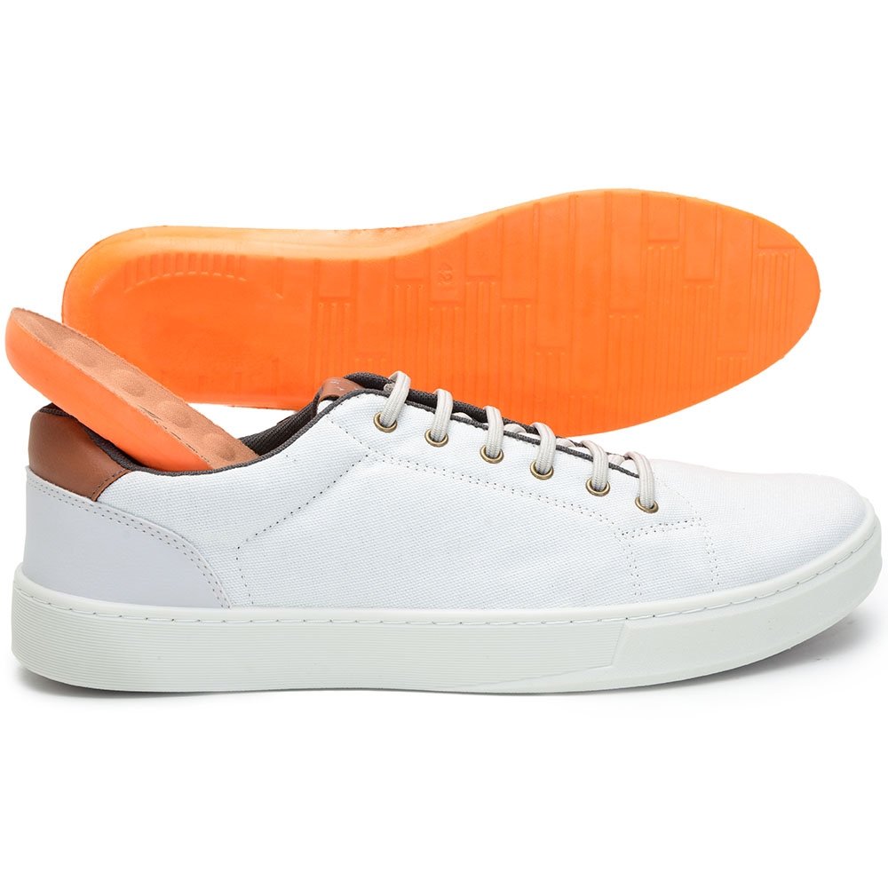 Tênis Sapatênis Masculino Lona Cadarço Sapatênis Adulto Casual Dia a Dia Branco 5