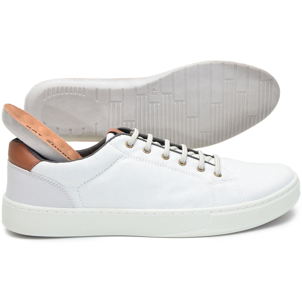 Tênis Sapatênis Masculino Lona Cadarço Sapatênis Adulto Casual Dia a Dia Branco 6