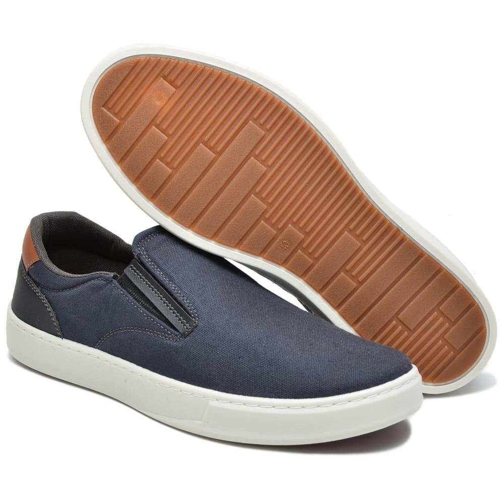 Tênis Slip On Masculino Calce Fácil Lona Elástico Tênis Adulto Casual Dia a Dia Cinza 6