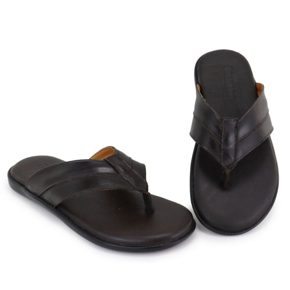 Chinelo Masculino de Couro Calce Fácil Conforto Casual Preto 7