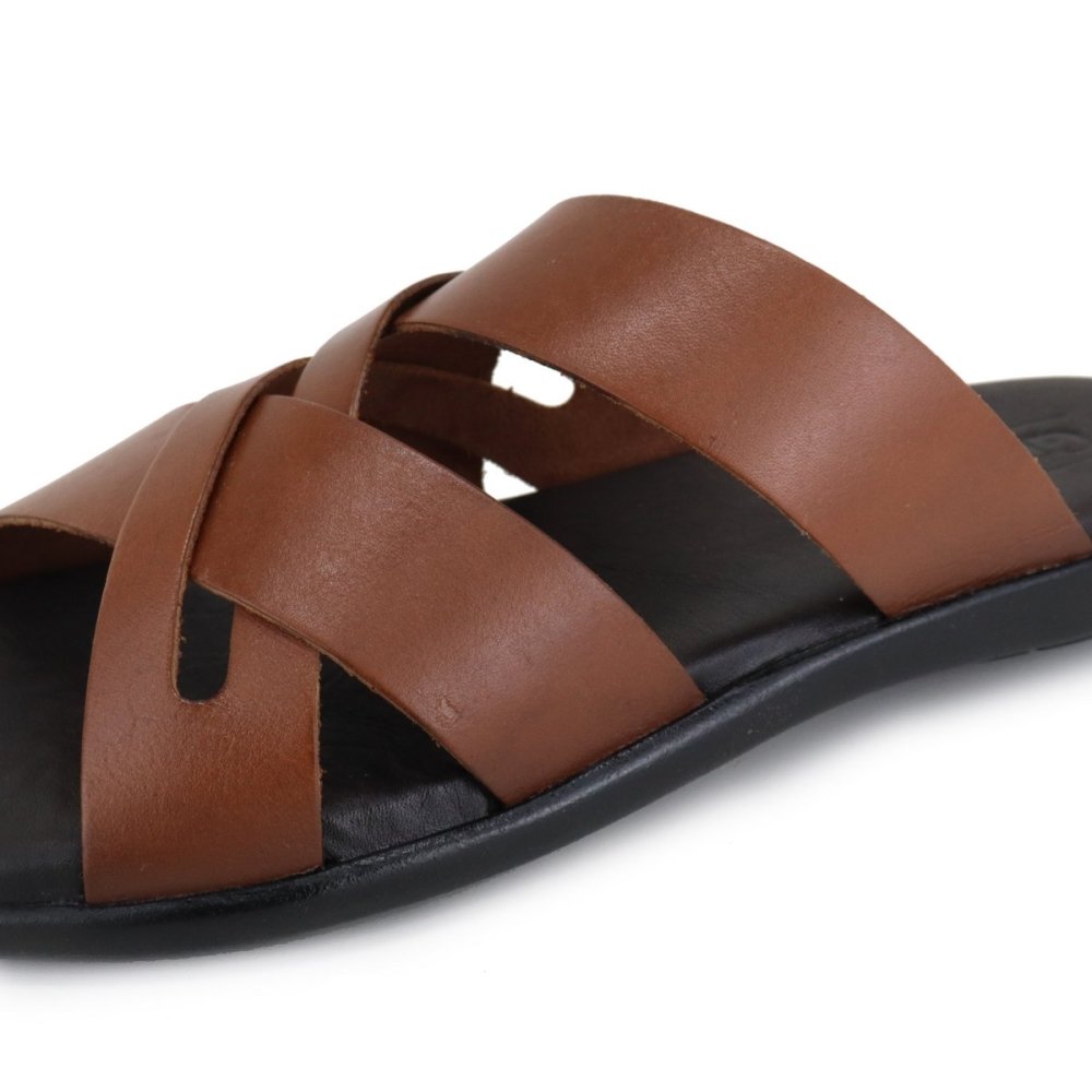 Chinelo Masculina Couro Confortável Sandália Masculina Leve Marrom 9