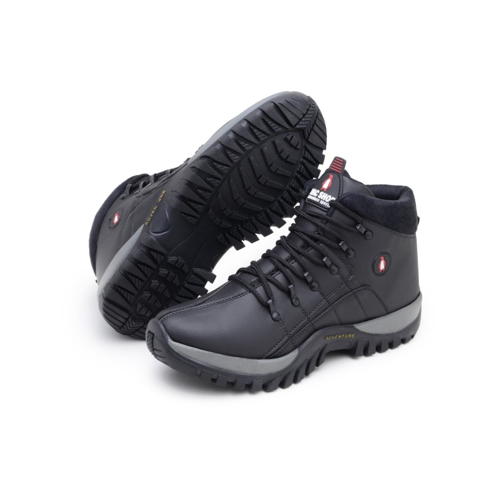 Bota Coturno Adulto Infantil Adventure Cano Curto Cadarço Bota Dia a Dia All Black 3