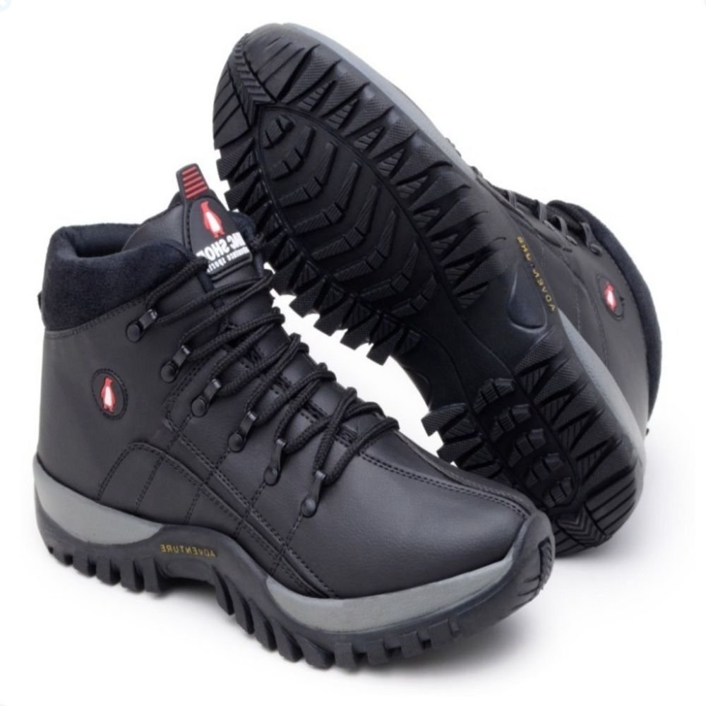 Bota Coturno Adulto Infantil Adventure Cano Curto Cadarço Bota Dia a Dia All Black 4