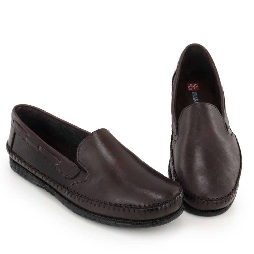 Sapato Casual Mocassim Feminino Sapatilha Couro Resistente Marrom 2