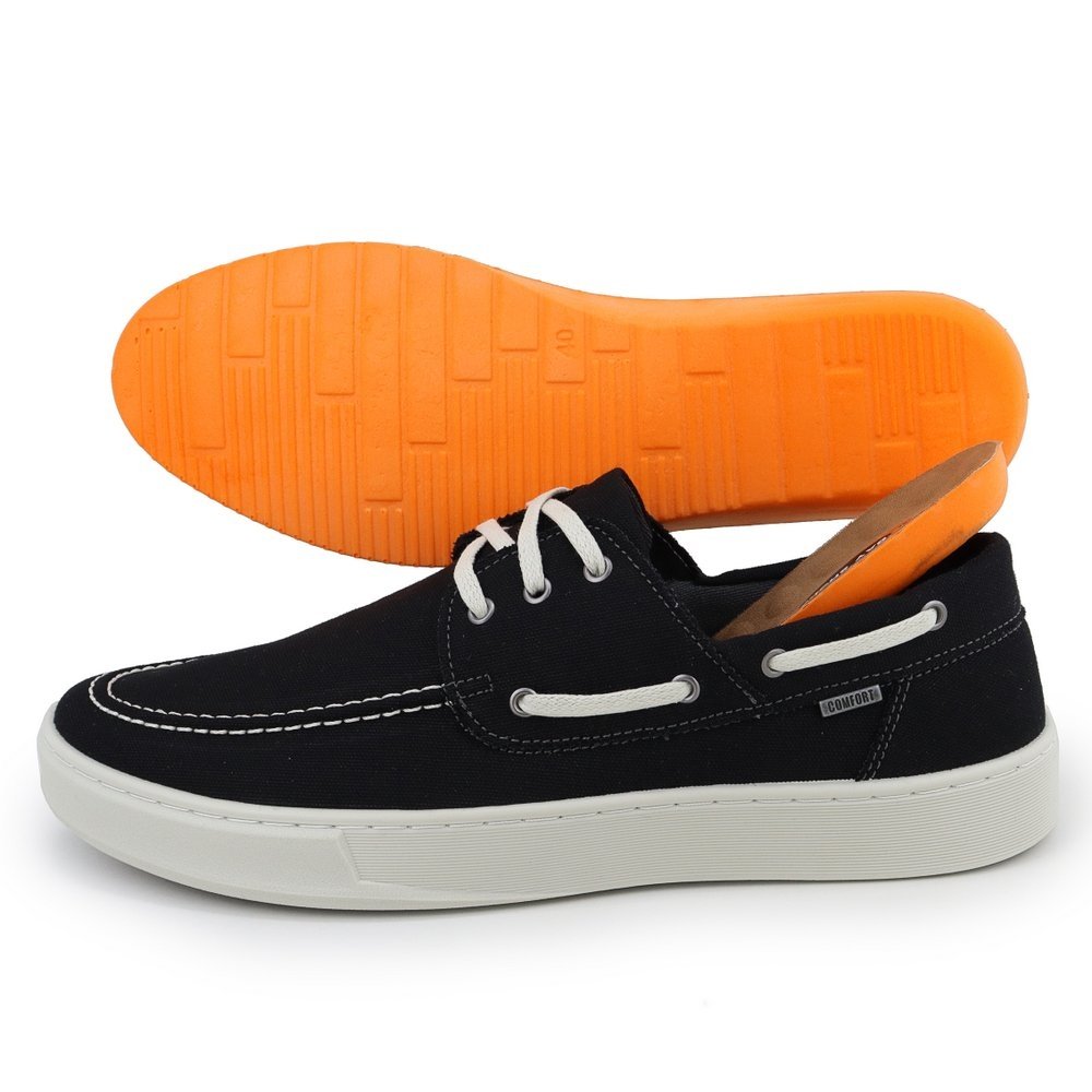 Tênis Masculino Lona Sapato Dockside Lona Cadarço Sapato Casual Dia a Dia Preto 4