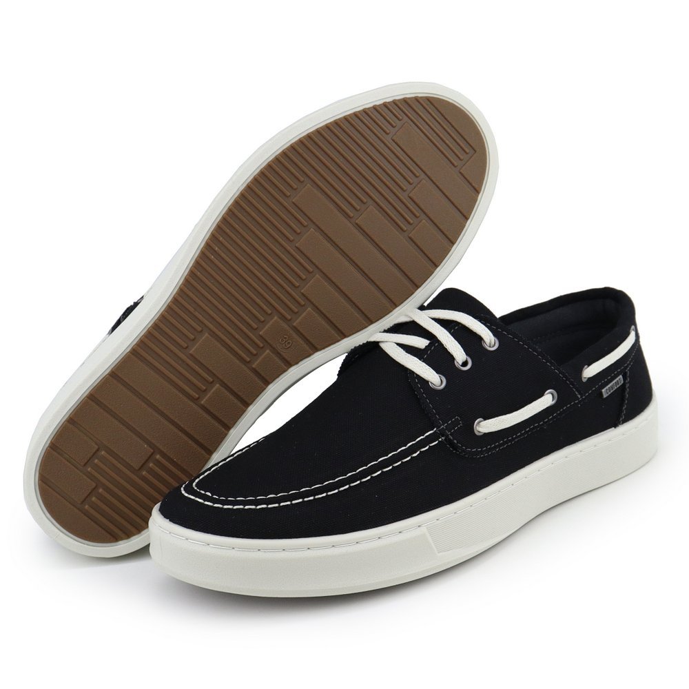 Tênis Masculino Lona Sapato Dockside Lona Cadarço Sapato Casual Dia a Dia Preto 5