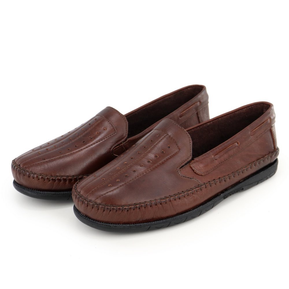 Mocassim Masculino Couro Confortável Sapatilha Masculina Macia Marrom 2