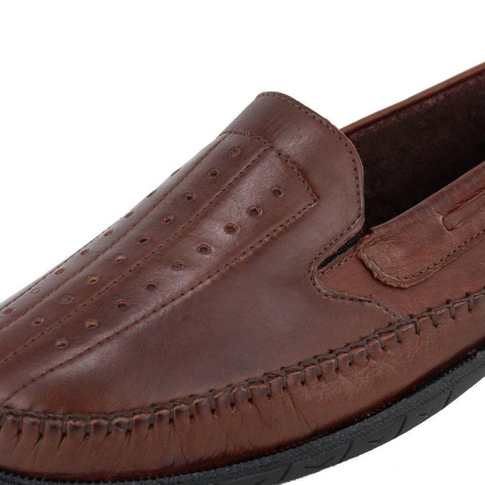 Mocassim Masculino Couro Confortável Sapatilha Masculina Macia Marrom 5