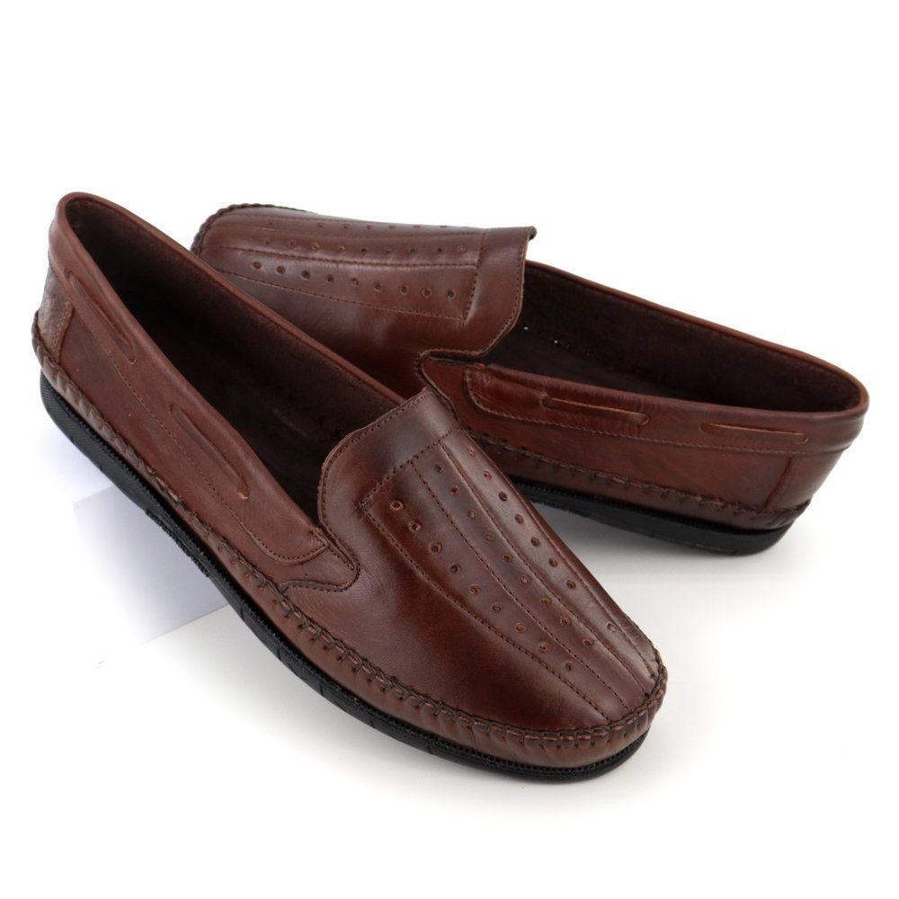 Mocassim Masculino Couro Confortável Sapatilha Masculina Macia Marrom 9