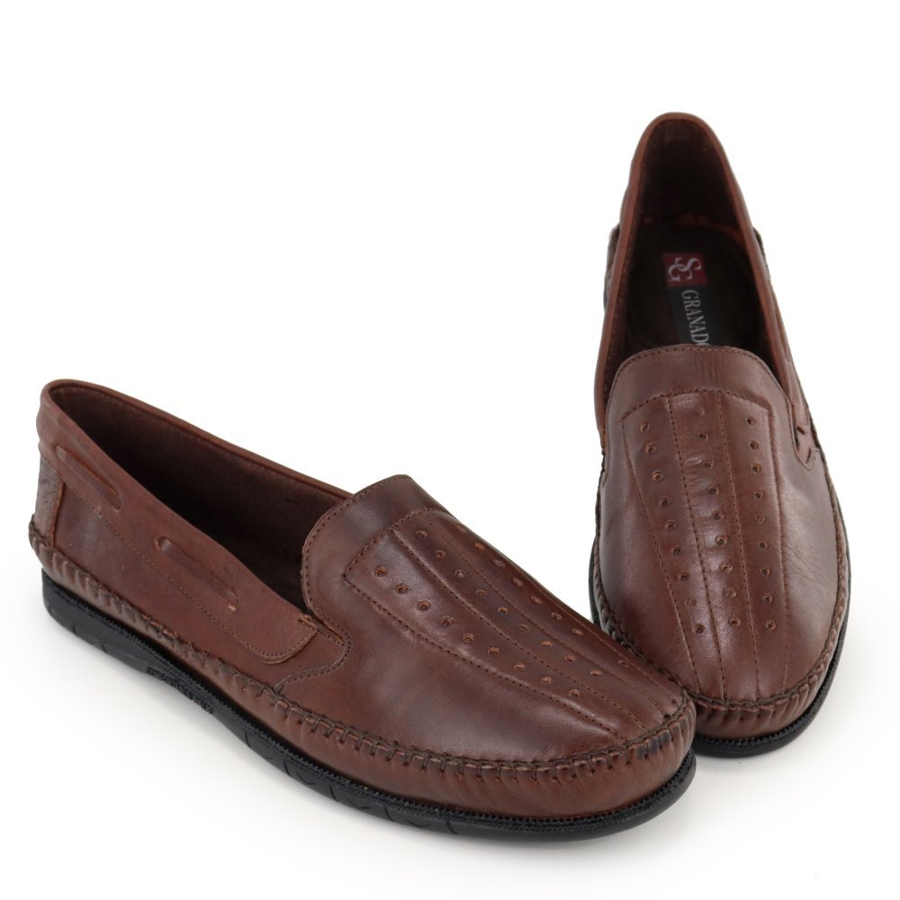 Mocassim Masculino Couro Confortável Sapatilha Masculina Macia Marrom 10