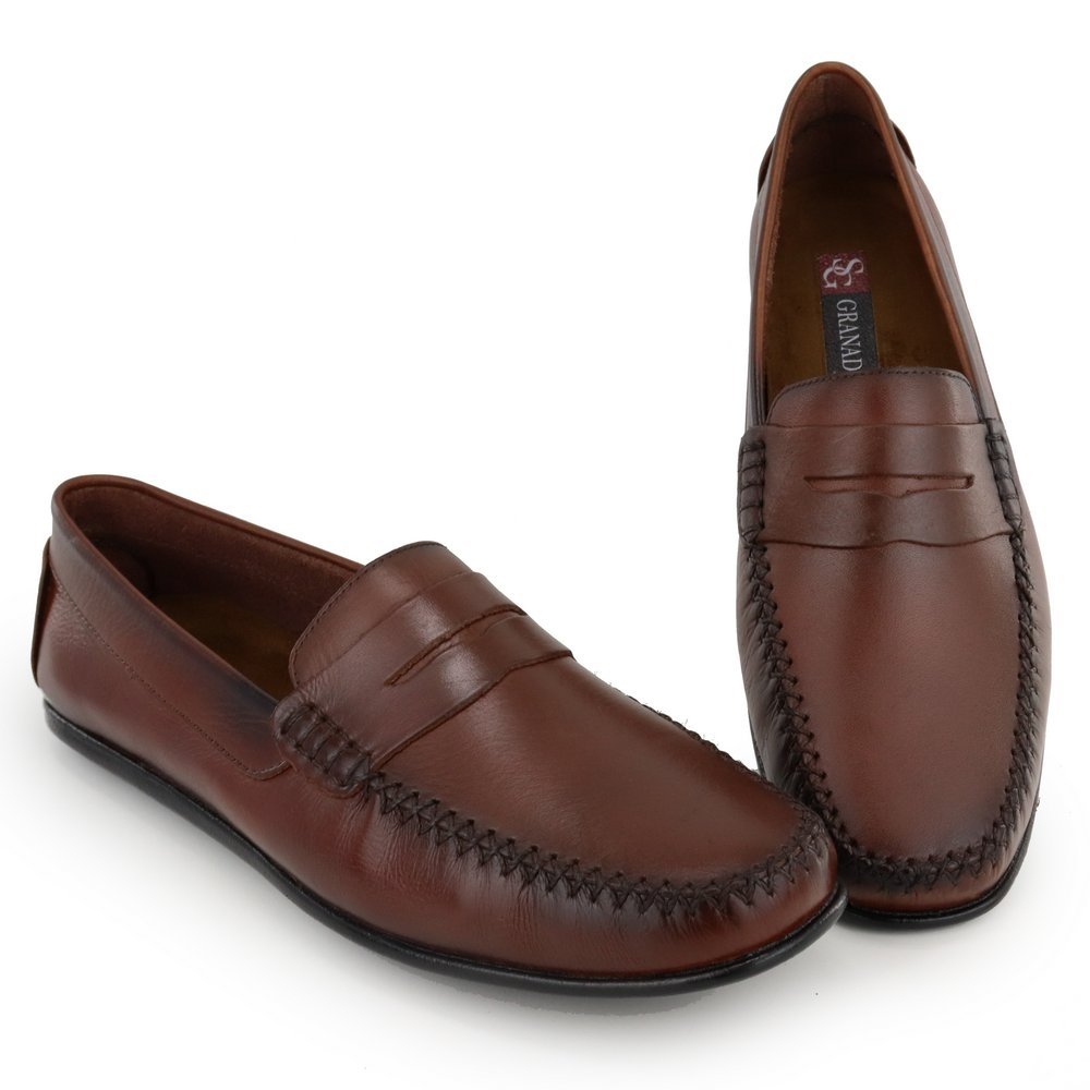 Sapato Masculino Social Couro Calce Fácil Verão Casual Marrom 3