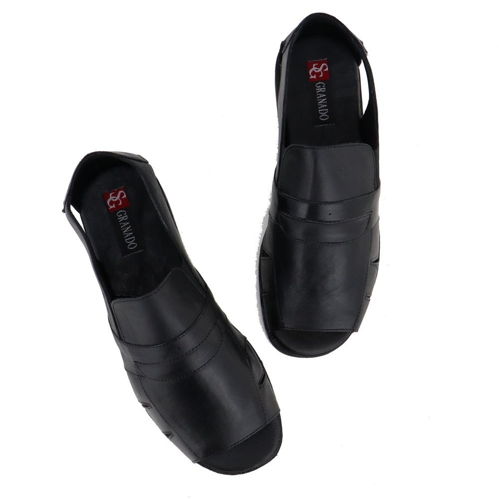 Chinelo Masculino De Couro Confortável Verão Casual Dia a Dia Preto 3
