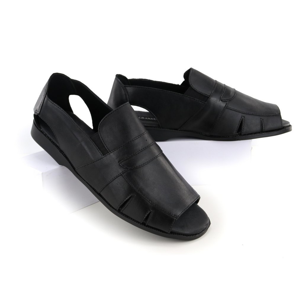Chinelo Masculino De Couro Confortável Verão Casual Dia a Dia Preto 7