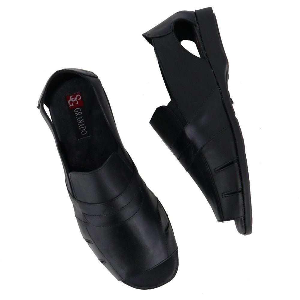 Chinelo Masculino De Couro Confortável Verão Casual Dia a Dia Preto 8