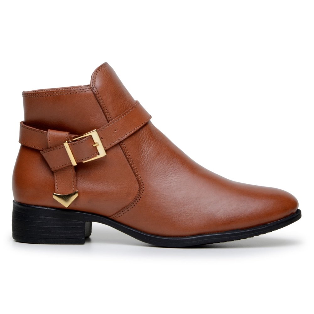 Bota Feminina Couro Macia Cano Curto Bota Casual Chique Dia a Dia Marrom 2