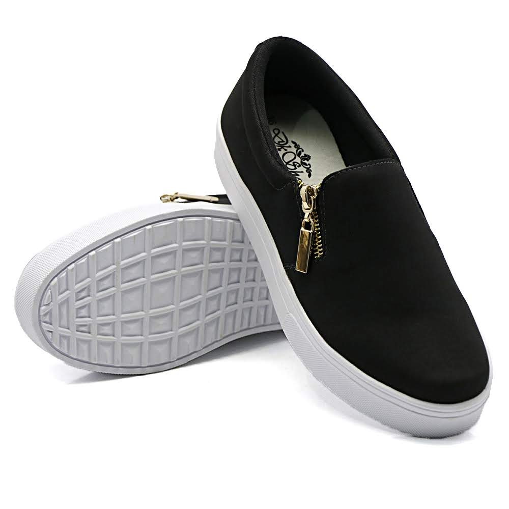 Tênis Slip On Casual Liso Yoyo Store Zíper Lateral com Sola Reta Confortavel Preto 2
