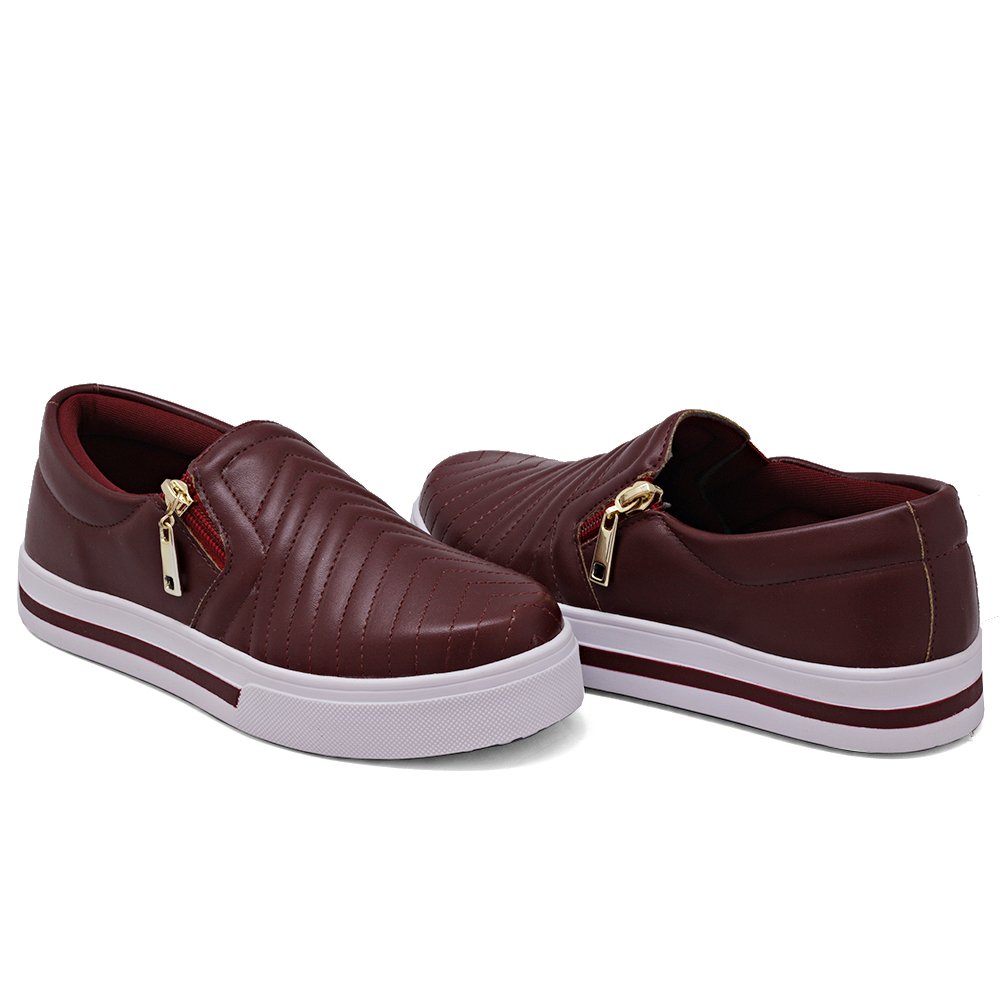 Tênis Slip On Detalhado Yoyo Store com Zíper Lateral e Sola Reta Leve Vermelho 1