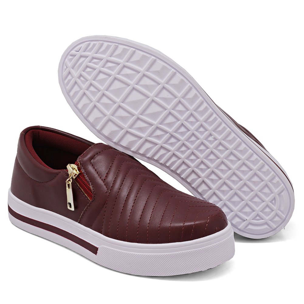 Tênis Slip On Detalhado Yoyo Store com Zíper Lateral e Sola Reta Leve Vermelho 3