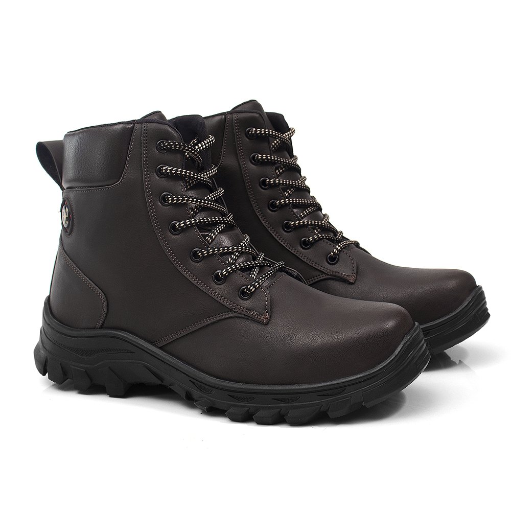 Bota Coturno Basica Yoyo Store Cano Curto com Cadarço e Sola Robusta Marrom 1
