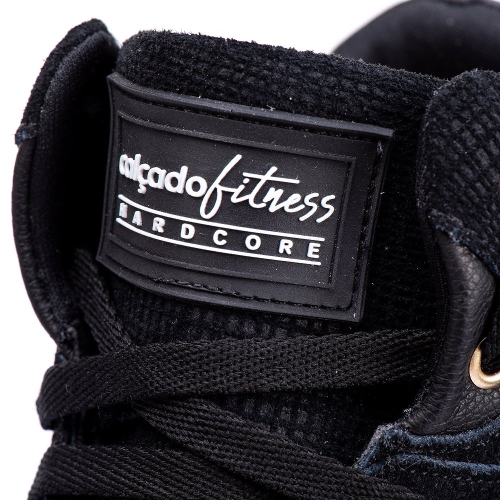Tênis Casual Cano Medio em Couro Calçado Fitness com Detalhe Recortes e Perfuros Preto 4
