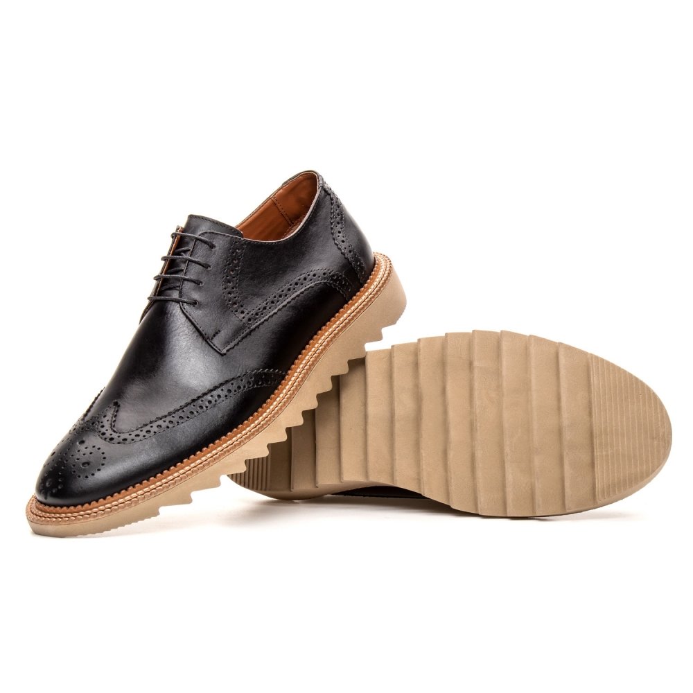 Sapato Oxford em Couro Biggioni com Cadarço Detalhe Perfuros e sola Robusta Preto 2
