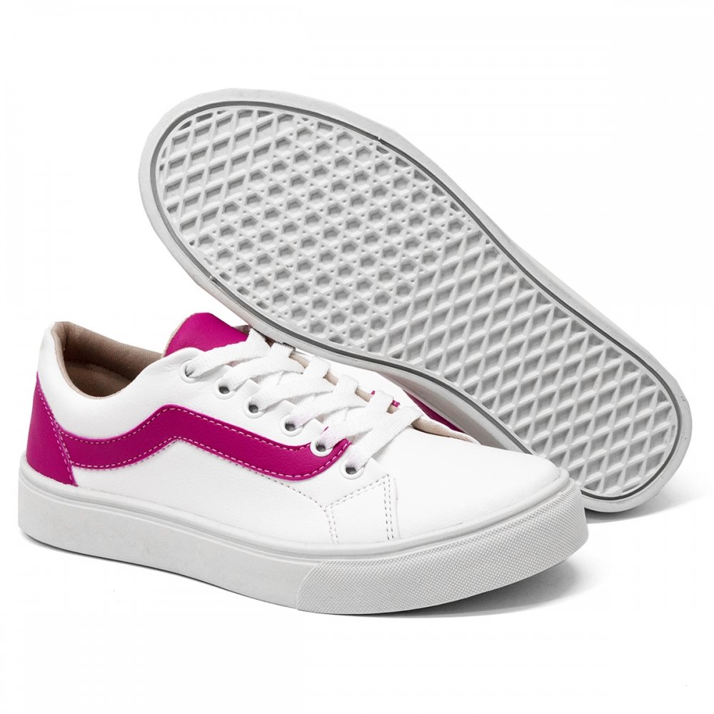 Tênis Casual Yoyo Store com Cadarço Detalhe em Risco Lateral e Sola Reta Rosa 2