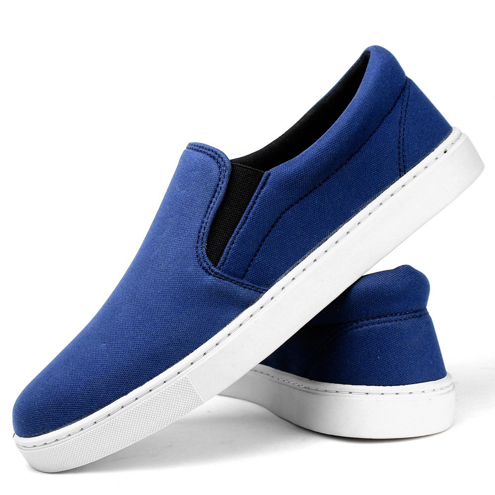 Tênis Slip On Yoyo Store Elástico Detalhe Costuras Lateral e Sola Borracha Azul 4