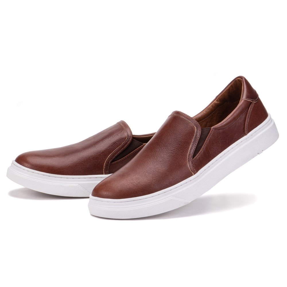 Slip On Calce Fácil Sola Reta Macia Yoyo Store Costura Reforçada Marrom 1