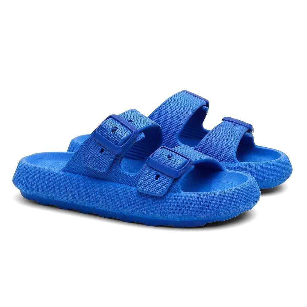 Sandália Chinelo Slide Conforto Yoyo Store Duas Tiras com Fivela Azul 1
