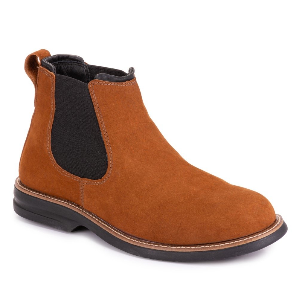 Botina Masculina Costura Reforçada Cano Curto Calce Fácil Elástico Lateral Marrom 4