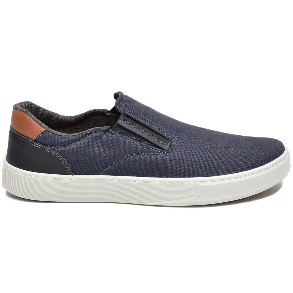 Tênis Slip On Liso Basico Masculino com Elastico e Sola Borracha Costurada Azul 3